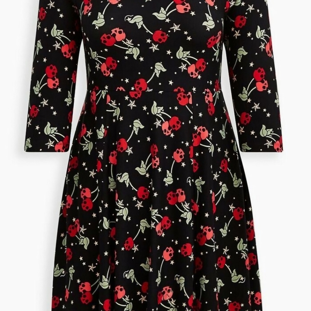 Torrid NWT Skull Cherry Dress 3X - Picture 2 of 5